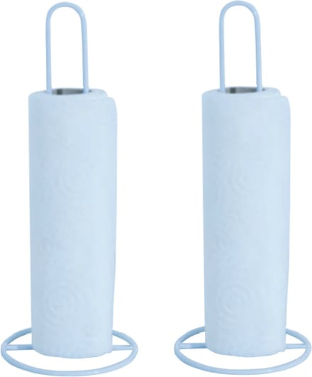 MSV Keukenrolhouder - 2x - 1 rol - metaal - wit - 31 x 12 cm