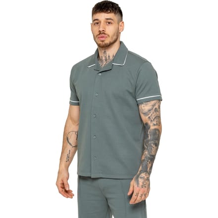 Enzo | Heren Korte Mouw Piping Shirt