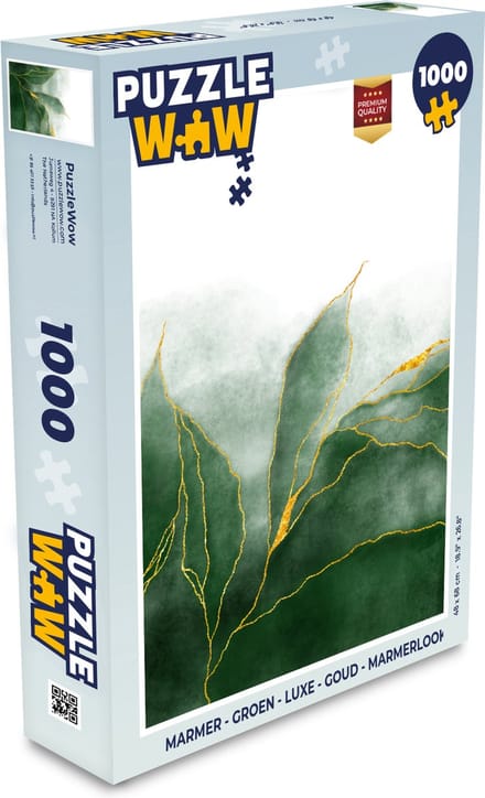 Puzzel Marmer - Groen - Luxe - Goud - Marmerlook - Legpuzzel - Puzzel 1000 stukjes volwassenen