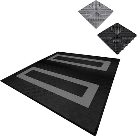 Geventileerde kliktegels - zwart & grijs - 6m x 6m - met randen