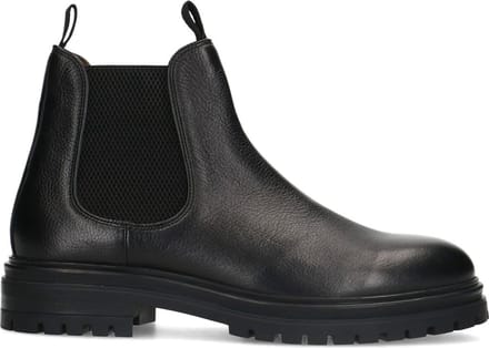 Manfield - Heren - Zwarte leren chelsea boots - Maat 42