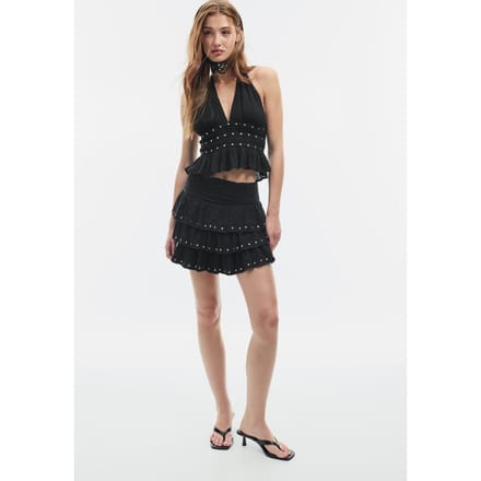 Stradivarius Haltertop met studs  Zwart S