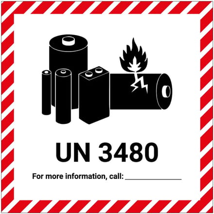 UN 3480 batterij sticker | 30 x 30 cm