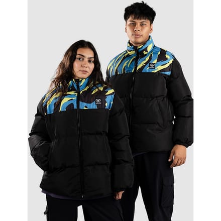 Polypop Black Tigra Pattern Chest Puffer Jas zwart