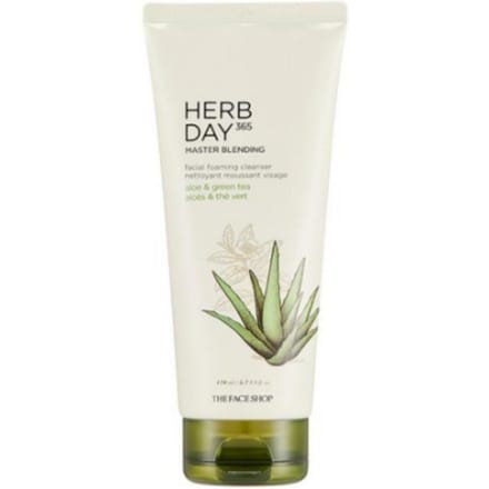 THE FACE SHOP Herb Day 365 Master Blending Cleansing Foam Aloë & Groene Thee 170ml white