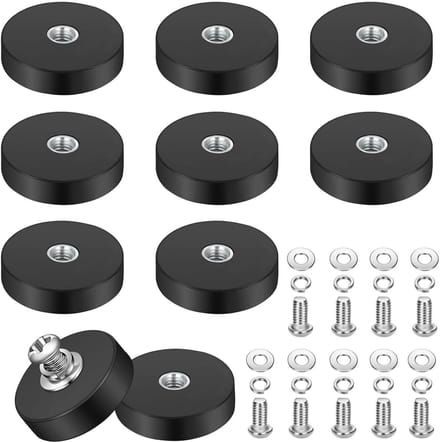 Set van 10 Rubber Magneten 22 mm met M4 Platte Draad, Sterke Hechting voor Auto's en Creatieve Projecten