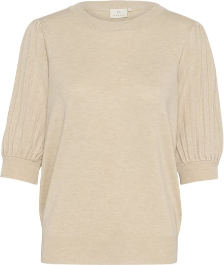 Kaffe KAlone Knit Pullover 1/2 SL Dames Trui - Feather Gray Melange