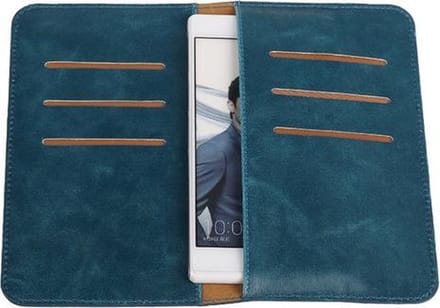 Blauw Pull-up Medium Pu portemonnee wallet voor Huawei