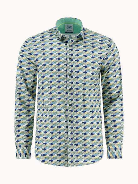 A Fish Named Fred Overhemd Shirt Graphic Fish Multicolor Green (33.019 - 072)