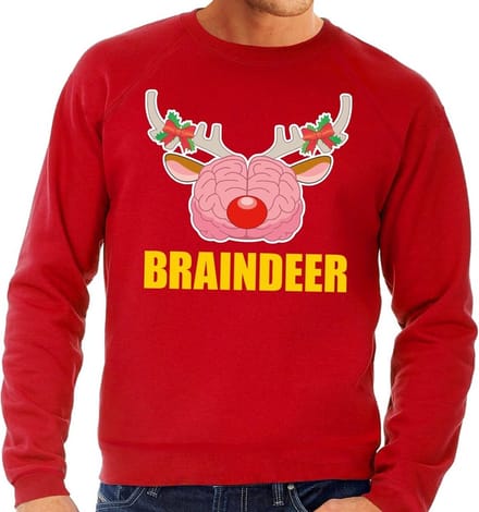 Foute kersttrui / sweater braindeer rood voor heren - Kersttruien M