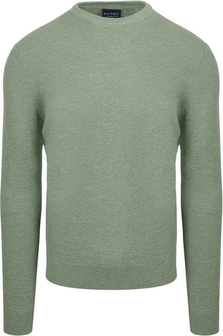 Suitable Trui Structuur Groen - Maat XXL - Heren - Sweater