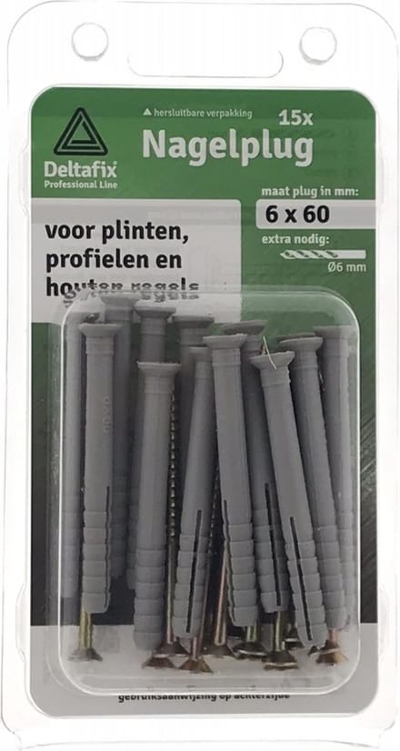 NAGELPLUG 6 MM / 60 MM 15 stuks in verpakking