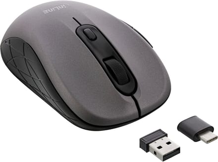 InLine® Muis 3-in-1, Bluetooth + 2x 2,4GHz radio, 5 knoppen, optisch,grijs/zwart