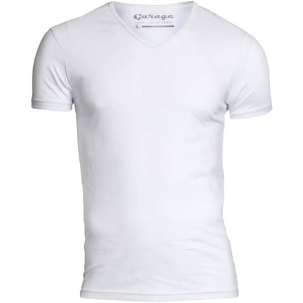 Garage 202 - Bodyfit T-shirt V-hals korte mouw wit M 95% katoen 5% elastan