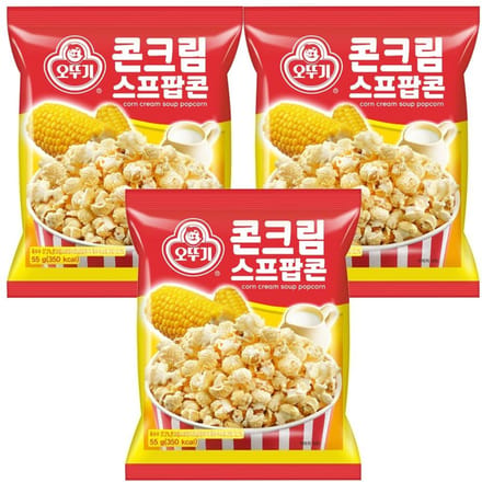 Ottogi Mais Roomsoep Popcorn Zoet Hartig Knapperige Snack 55g x 3 Pakken yellow