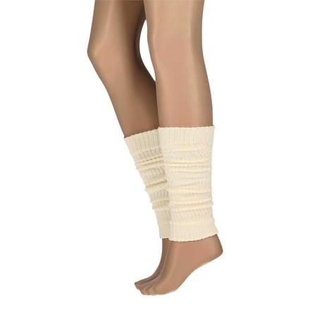 Beenwarmers Dames - Gebreid - Klassieke Rib - Offwhite / One size