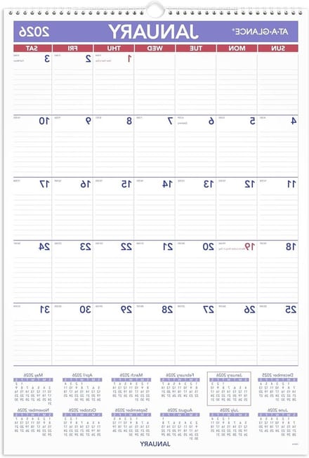 Muurkalender - Jaarkalender Planner - Jaar Overzicht - Grote Pagina's - 15-1/2" x 22-3/4" - Wit
