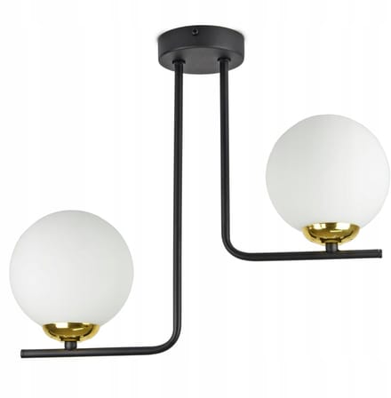 Zwarte & Gouden Hanglamp met Kogelvormige Kappen - Stijlvol Design