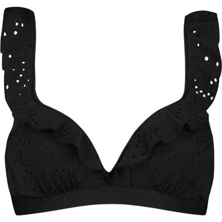 Beachlife - Maat 70E - Black Embroidery ruffle bikinitop met voorgevormde cups en beugel - dames
