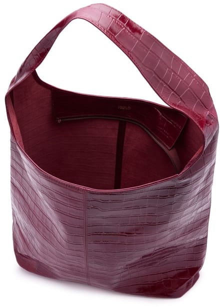Manfield - Burgundy leren croco schoudertas