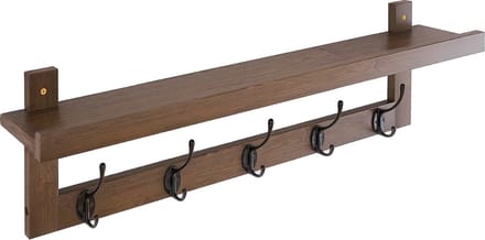 VELTRR® Wandkapstok met Hoedenplank - Kapstok - Wandplank - Walnoot