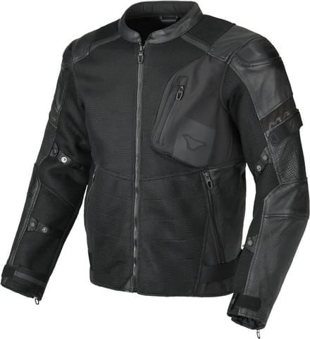 Macna Olsan Solid geperforeerd Motorfiets Leer/Textiel Jas -