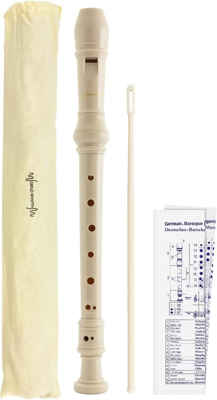 School Recorder - Descant Fluit - Muziek Leren - 3-Delig Ontwerp - 34 cm Pakket - Wit