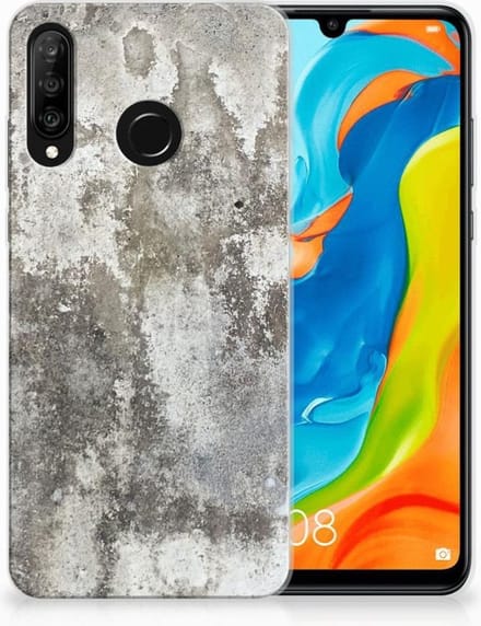 Huawei P30 Lite TPU Siliconen Hoesje Beton Print