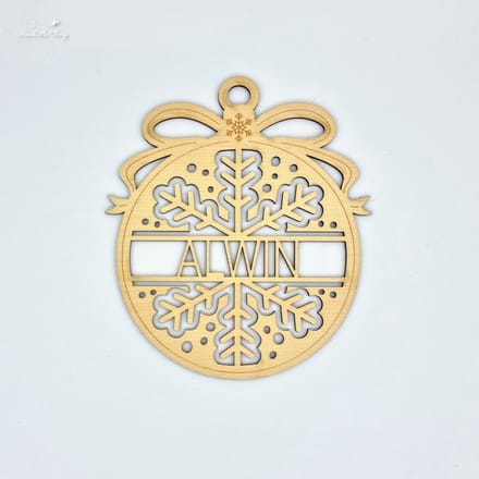[Nice Little Things] - Maxi Kerst Ornament - Met naam - Esdoorn - Sneeuwvlokje