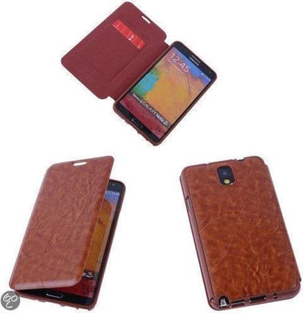 Bestcases Bruin TPU Book Case Flip Cover Motief Samsung Galaxy Note 3