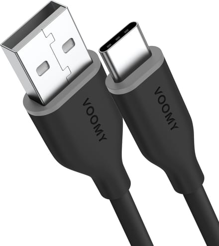 Voomy USB C Kabel - 1 Meter - USB-A naar USB-C Oplaadkabel - Universele Snellaadkabel - Geschikt voor Telefoon en Tablet - Zwart