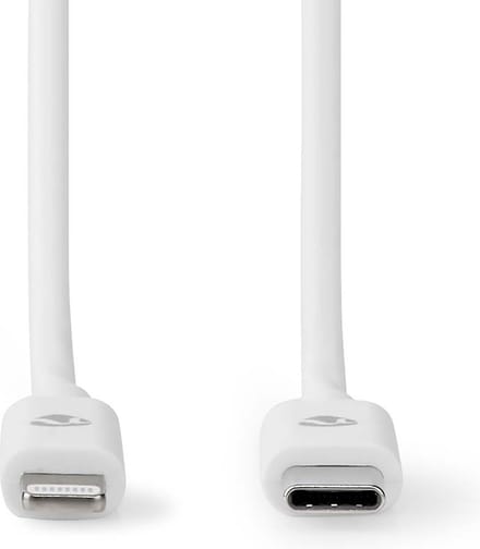 Nedis Lightning Kabel - USB 2.0 - Apple Lightning 8-Pins - USB-C Male - 480 Mbps - Vernikkeld - 2.00 m - Rond - PVC - Wit - Label