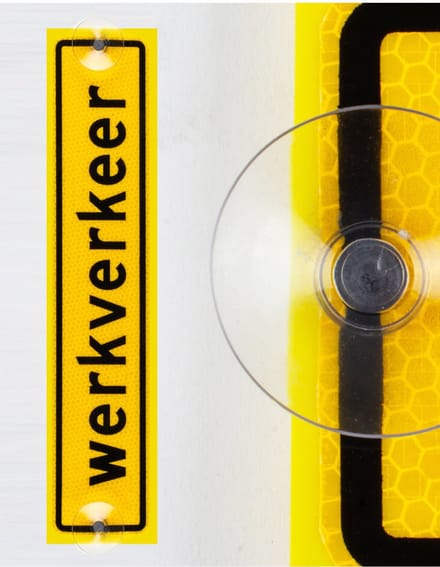 Werkverkeer bordje met zuignapjes, reflecterend 400 x 80 mm