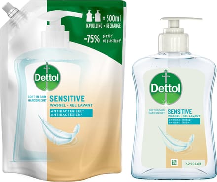 Dettol - Refill Sensitive 500ML - Sensitive 250ML - Voordeelverpakking