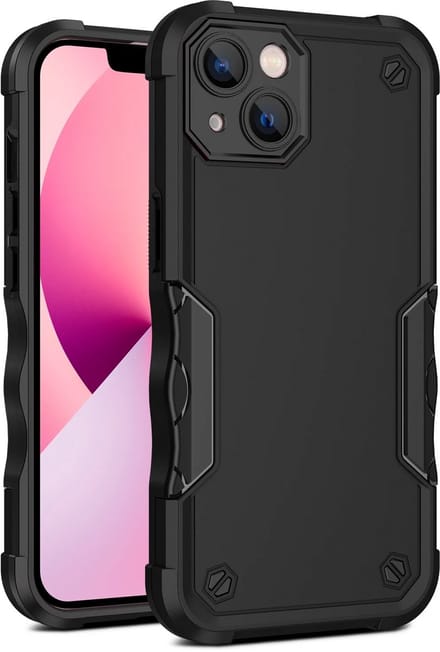 Cityhoesje - iPhone 15 Plus-14 Plus - Non-slip Stripes- - PC+TPU Backcase - Zwart