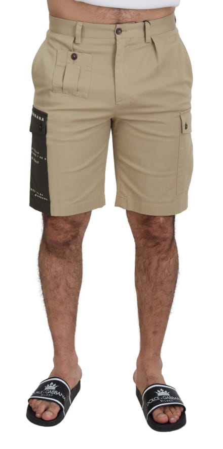 Beige Cargo Shorts Model