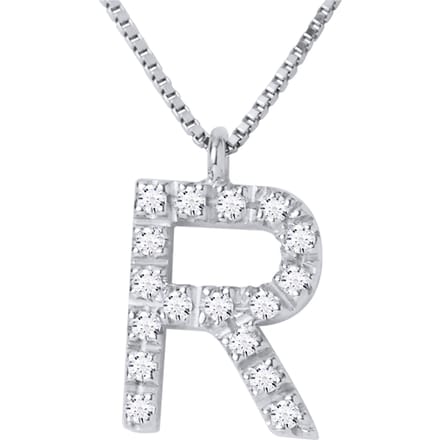 Collar ABC Diamonds 0.09 Cts letter "R" White Gold 18k
