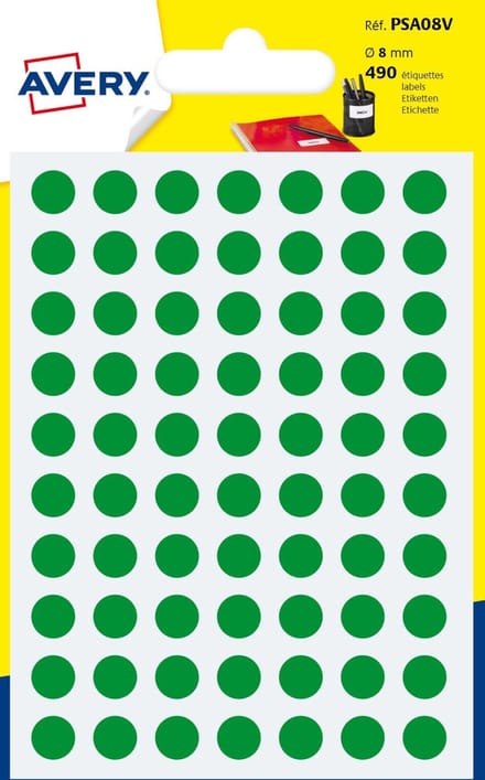 Avery markeringspunten Ø 8 mm groen 490 stuks