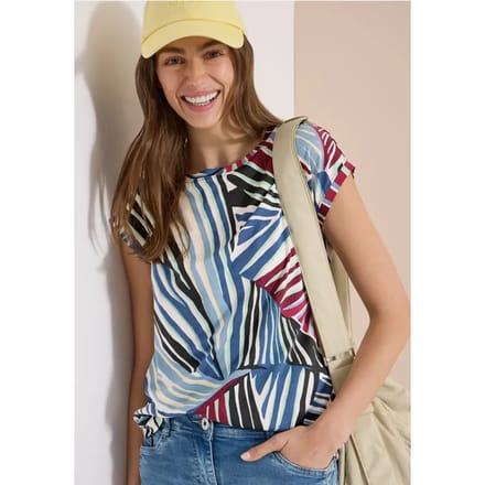 Shirt met boothals en grafische print