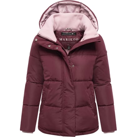 Marikoo dames gewatteerde jas Omariaa met colorblock & afneembare capuchon