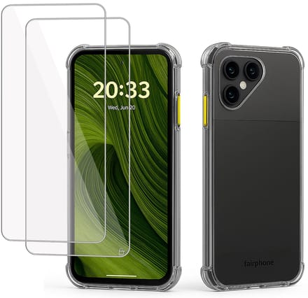 TechNow Hoesje + 2x Screenprotector geschikt voor Fairphone 6 Hoesje Screenprotector - Tempered Glass - Extreme Shock Case Transparant