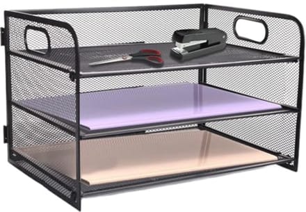 3-Tier Bureau Organizer met Handvat - A4 Papier Brief Organizer voor Archivering en Bestandsopslag