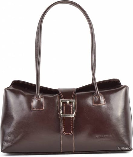 Giuliano klassieke handtas Mona - Donkerbruin - Dames - Made in Italy