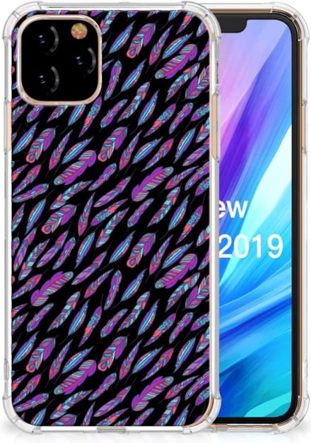 Apple iPhone 11 Pro Doorzichtige Silicone Hoesje Feathers Color