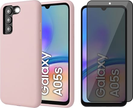 Hoesje geschikt voor Samsung Galaxy A05s - Privacy Screenprotector Volledig Dekkend Glas - Mat Back Case Roze
