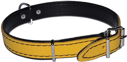 Gele leren hondenhalsband 25mm/59cm DINO