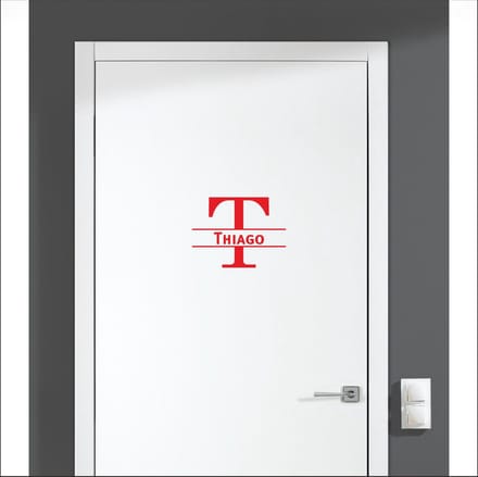 Deursticker Met Naam -  Thiago - Rood