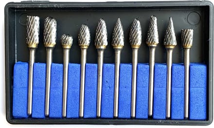 Frezensets – Set van 10 frezen – Mini frezenset van Wolfaamcarbide ø 3,00 x 6,00 mm – Multitool accessoiresset geschikt voor Dremel multitools