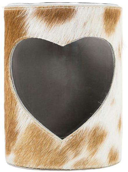 windlicht koe hart bruin/wit 15cm