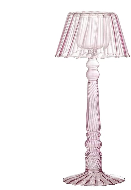 Bloomingville Waxinelichthouder glas rose Cisco 23cm